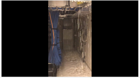 Water pipe bursts inside network wiring closet