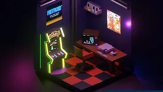 Mind-Blowing Retro Arcade Room Animation