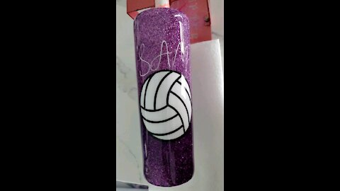 20 oz purple glitter volleyball tumbler