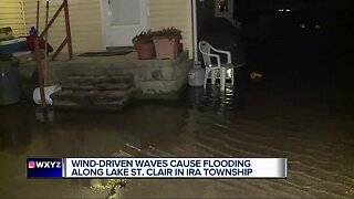 Strong winds and high water levels lead to flooding along Lake St. Clair