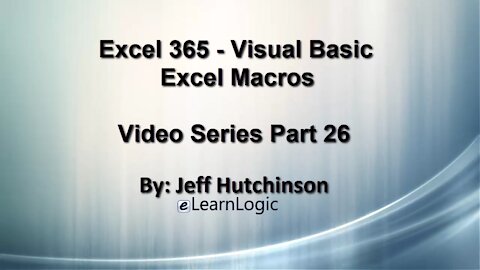 Excel 365 Visual Basic Part 26 – Macros