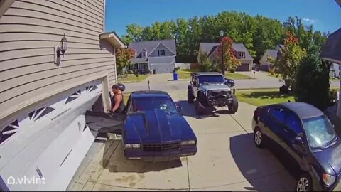 Backing Into A Garage Car Fail! #MegaFails #Shorts