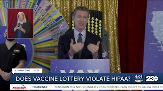 Does the vaccine lottery violate HIPPA?