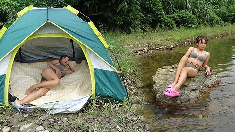CAR CAMPING] Sleeping in heavy rain, Camping in nature, Relaxing, House  tent, VanLife, ASMR