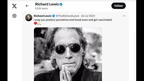 💉☠️ RICHARD LEWIS "COVID VACCINE" FRAUD GENOCIDE DEMOCIDE BIO WEAPON CLOT SHOT VICTIM R.I.P