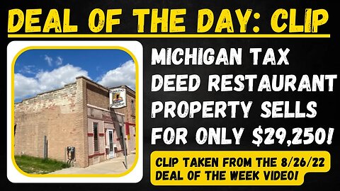 Tax Deed Restaurant sells for $29,000! Rent it for $2000+ Month! Clean & Comfy Property...