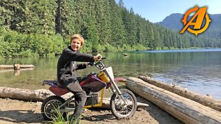 Camping and Riding Upgraded Razor Electric Dirt Bike to Secret Mountain Lake (2,000 ft climb)