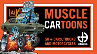 Classic Muscle Cars, Hot Rods, Trucks, Motorcycles Cartoon Vector Graphics | Jeff Hobrath Art Studio