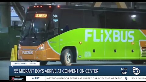 55 migrant boys arrive at San Diego convention center