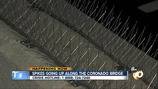 Suicide prevention spikes installed on Coronado Bridge