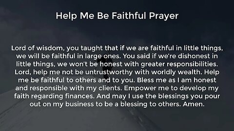 Help Me Be Faithful Prayer (Prayer for Success and Prosperity in Business)