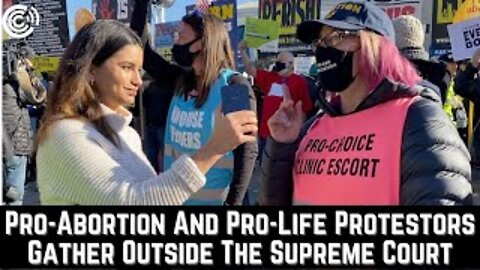Pro-Abortion And Pro-Life Protestors Gather Outside The Supreme Court