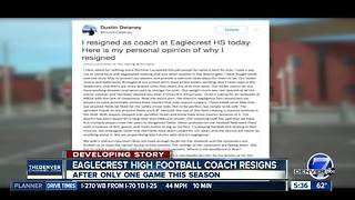 Eaglecrest High School football coach resigns with scathing letter