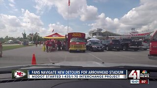 Fans navigate new detours for Arrowhead Stadium