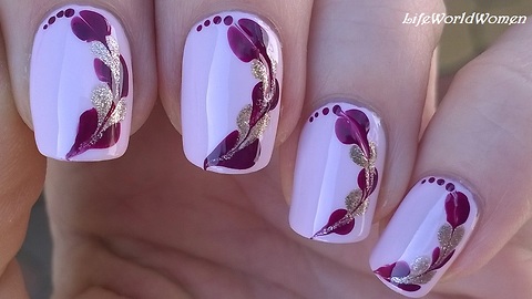 Quick toothpick nail art over lavender base