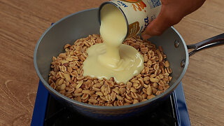 Add condensed milk to peanuts and be surprised by the result!