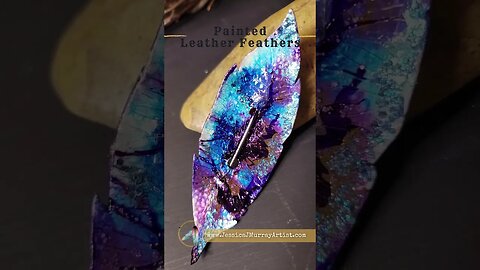 CRACKLE BLUE, 4 inch scarf pin #genuineleather #handcrafted #feather