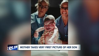 Hamburg mother captures son's birth during childbirth