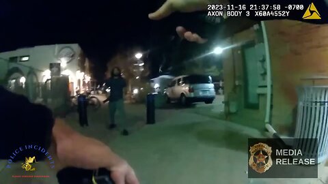 Bodycam footage of a man armed with a Hatchet and Bear spray getting shot by an officer