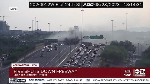 Vehicle fire on Loop 202 near 24th Street causing major delays