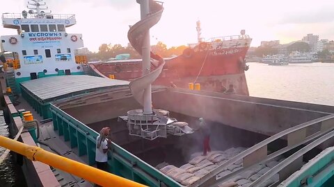 Smart technology Automatic Cement Loading in Cargo ship.