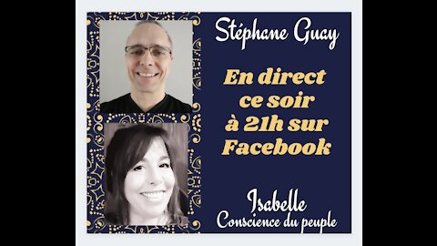 En direct ce soir 21h sur facebook avec Stéphane et Isabelle