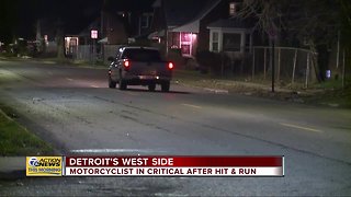 Cadillac speeds off after hitting man on motorcycle on Detroit's west side