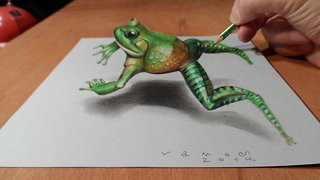 How to draw a 3D jumping frog