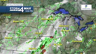Scattered rain showers with temps in the 60s Monday night