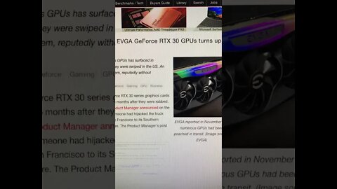 That Stolen truckload of EVGA GeForce RTX 30 GPUs turns up #Shorts