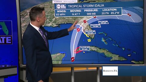 Tropical Storm Idalia forecast to become hurricane Monday