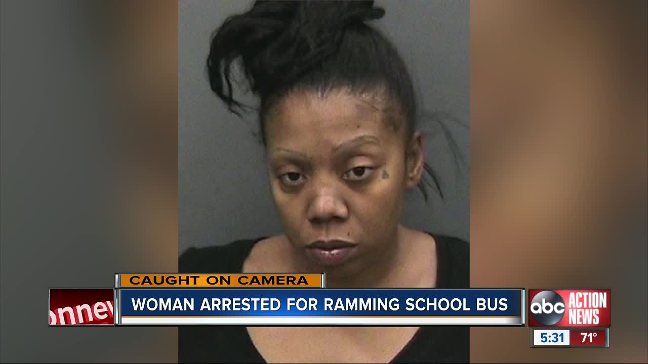 Florida woman arrested, charged after hitting school bus with her vehicle