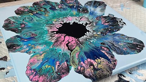 Amazing Dutch Pour Flower! Large 20x20 Canvas | Acrylic Paint Pouring