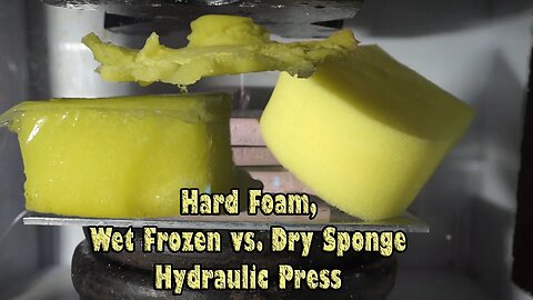 Wet Frozen Sponge vs. Dry Sponge|Crushing Foams in Hydraulic Press
