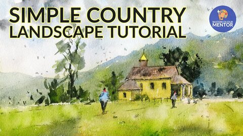 Easy Watercolor Landscape Tutorial for Beginners | Time-lapse video