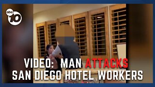 VIDEO: Man assaults two women working inside Pacific Beach Hotel