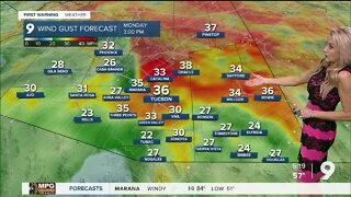 Strong winds today, showers and cooler air tomorrow