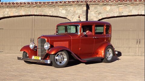 1932 Ford 4 Door Custom Restomod in Orange Crush & Engine Sound on My Car Story with Lou Costabile