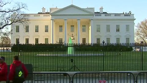 White House fountains flow green for St. Patrick's Day