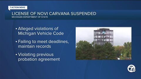 License of Novi Carvana suspended