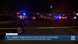 Mesa police shot and killed a man believed to be driving a stolen motorcycle