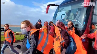 Bus Driver Rams Climate Protesters!