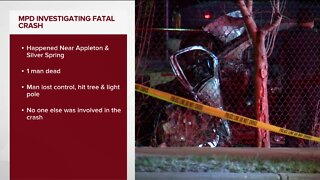 Man killed after vehicle crashes, catches fire at Appleton and Silver Spring