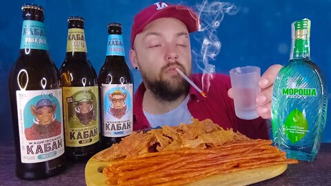 DO NOT DO THAT! ASMR DRINKING BEER + VODKA & EATING JERKY KABANOSY & SMOKE A CIGARETTE | NO TALKING