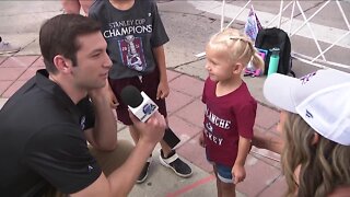 Young fans share their excitement at the Avalanche Championship Parade