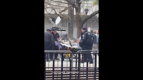 Another angle of the man who set himself on fire 🔥 in front of courthouse at Trump trial