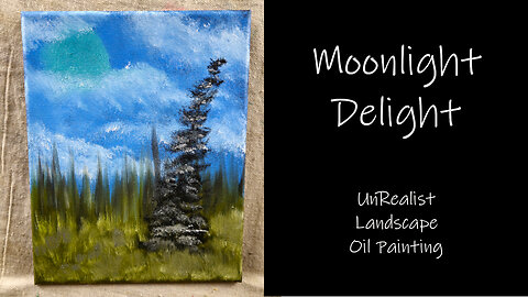 Have You Ever Seen a "Moonlight Delight" Unrealist Landscape Oil Painting on Canvas 8x10