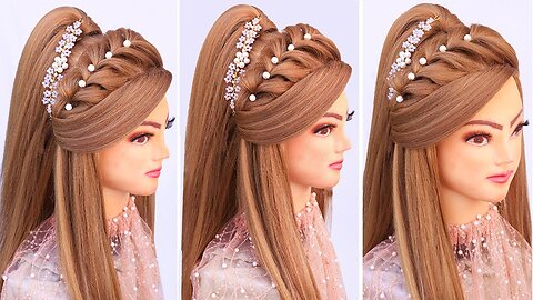 Engagement look for bride l wedding hairstyles kashees l reception look l walima hairstyles l braids