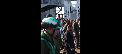 USS Bataan Sailors, 26th MEU Marines Conduct FOD Walk Down