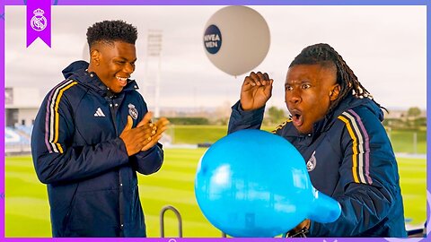 Tchouaméni y Camavinga aterrados con el Balloon Challenge Real Madrid